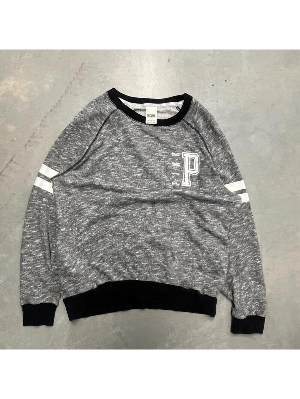 Y2K PINK Victoria's Secret Pullover Sweatshirt Womens Small Gray Crewneck